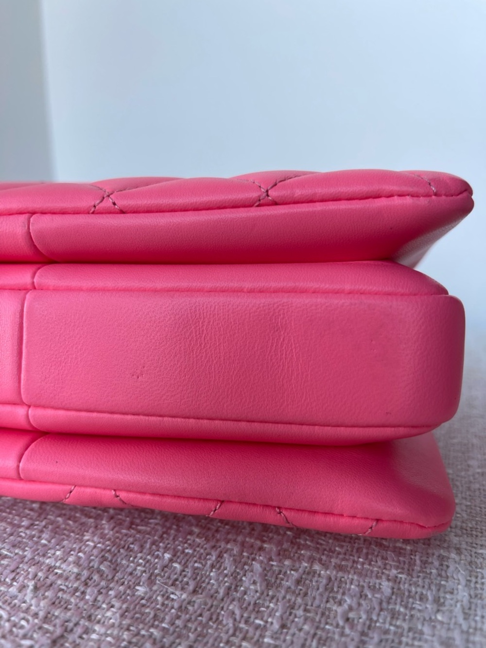 Chanel Mini Quilted Flap Bag Crossbody Top handle Bubblegum-Coral Pink RARE - Picture 10 of 15